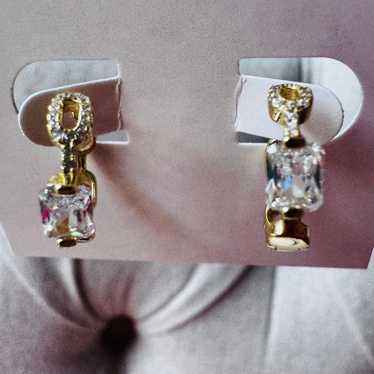 Small 14K Gold Plated and CZ Hinged Hoop Earrings | Kym Imports