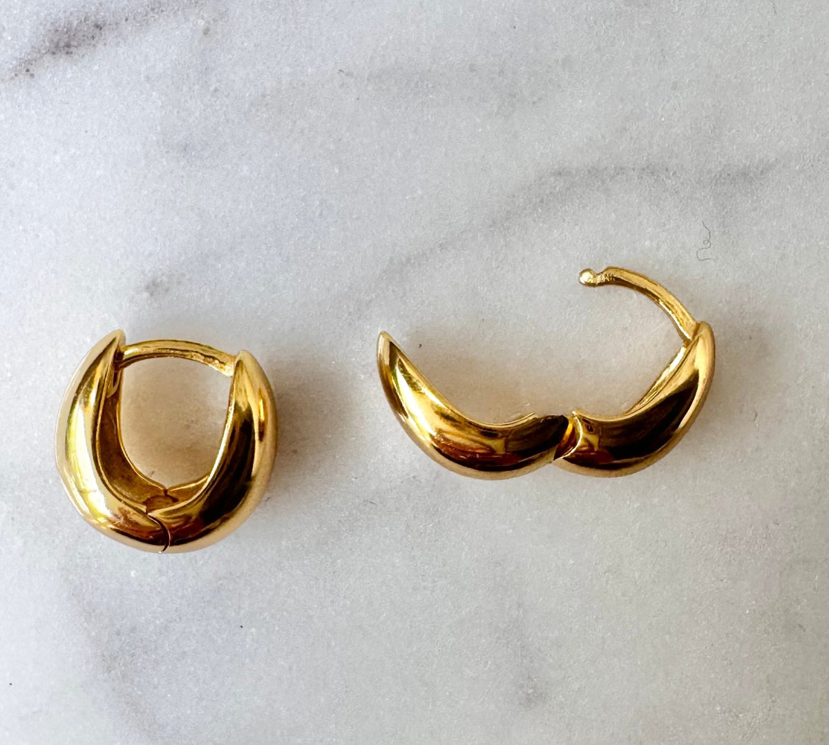 Small 14K Gold Plated Hinged Thick Hoop Earrings | Kym Imports