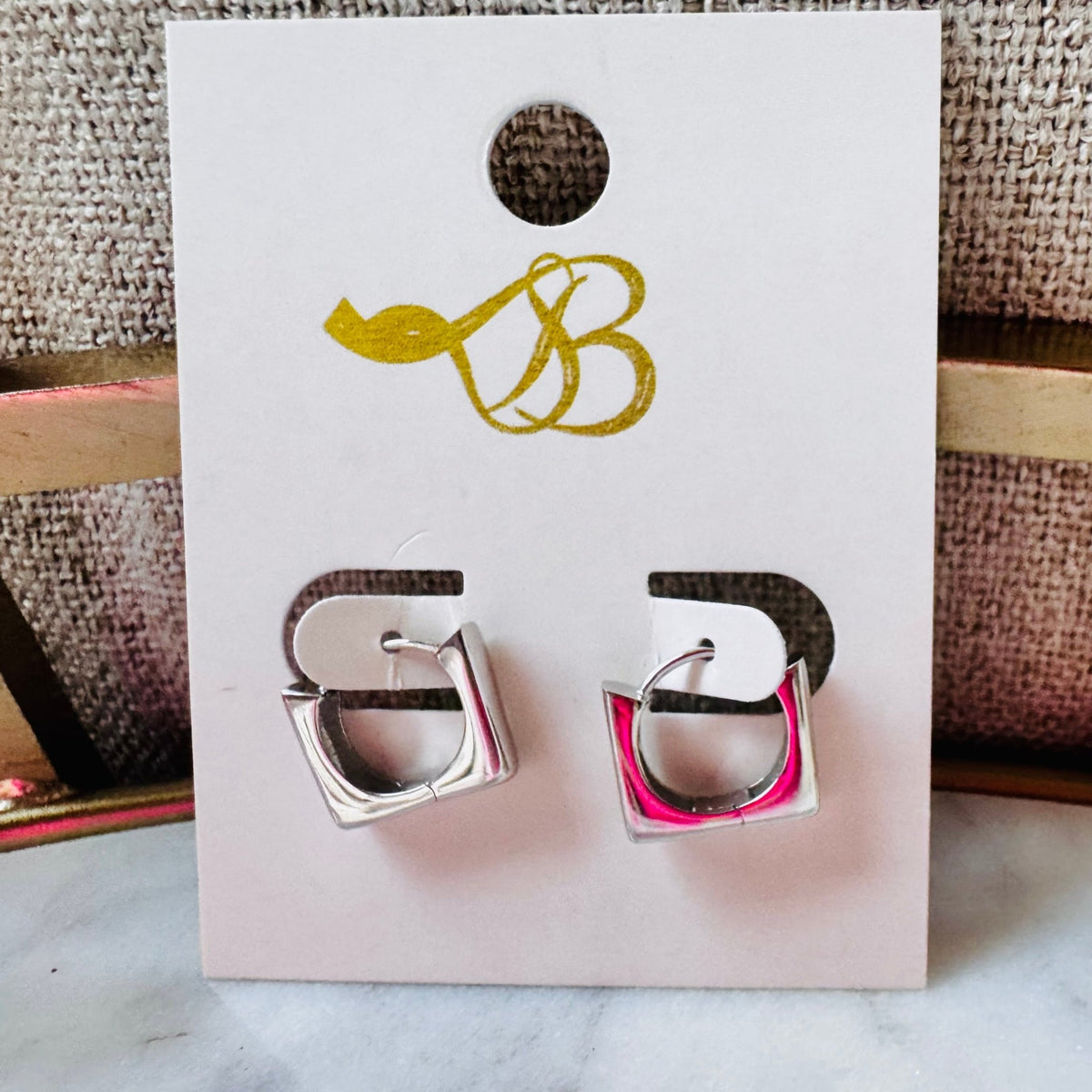 Small 925 Silver Hinged Thick Square Hoop Earrings | Kym Imports