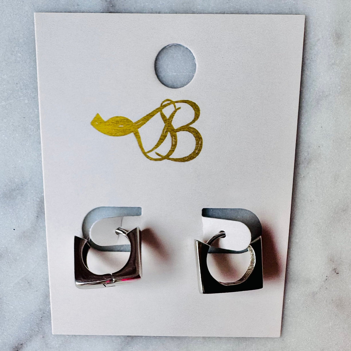 Small 925 Silver Hinged Thick Square Hoop Earrings | Kym Imports
