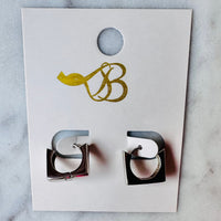 Small 925 Silver Hinged Thick Square Hoop Earrings | Kym Imports