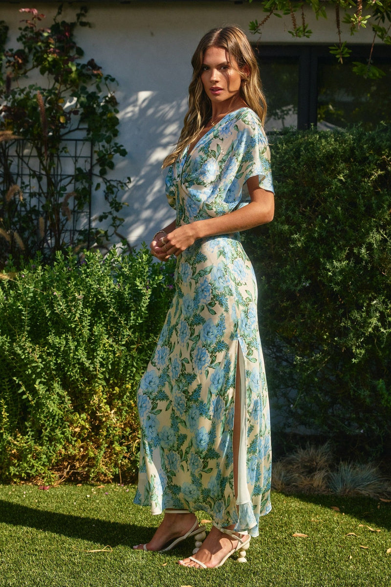 blouson maxi dress Satin Blouson Maxi Dress: Black M