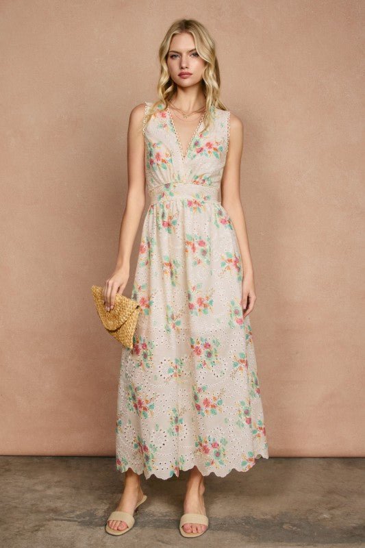 summer flower maxi dress Floral Everbloom Garden Eyelet Medium Fashion Nova Black Tulle swatches-hey-blondie-ruffle-halter-mini-dress long blue floral sundress select a-size:X-Small