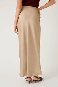 TAN BIAS SATIN MIDI SKIRT | Sunday Edition by LE LIS