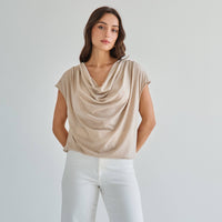 Taupe Cowl Neck Knit Top | Able