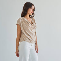 Taupe Cowl Neck Knit Top | Able