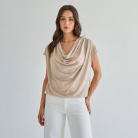 Taupe Cowl Neck Knit Top | Able