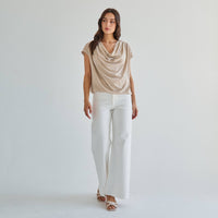 Taupe Cowl Neck Knit Top | Able