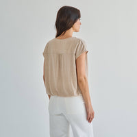 Taupe Cowl Neck Knit Top | Able