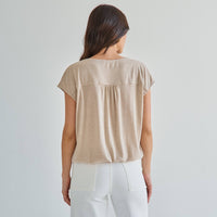 Taupe Cowl Neck Knit Top | Able