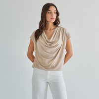 Taupe Cowl Neck Knit Top | Able