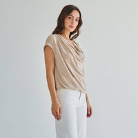 Taupe Cowl Neck Knit Top | Able
