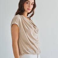 Taupe Cowl Neck Knit Top | Able
