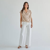 Taupe Cowl Neck Knit Top | Able