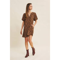 TEXTURED FLORAL MINI A-LINE DRESS WITH BUBBLE SLEEVES | in february