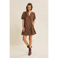 TEXTURED FLORAL MINI A-LINE DRESS WITH BUBBLE SLEEVES | in february