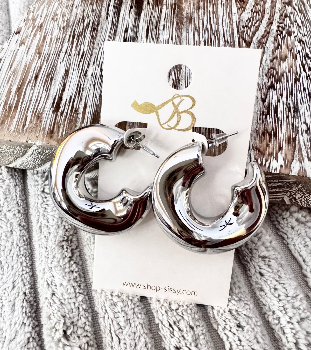 Thick Silver Statement Hoop Earrings | Sissy Boutique