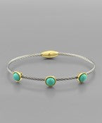 GOLD AND SILVER CABLE AND TURQUOISE BRACELET-Sissy Boutique-Sissy Boutique