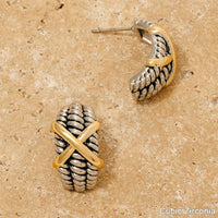 Two Tone X Wide Layered Hoop Earrings | Anarchy Street