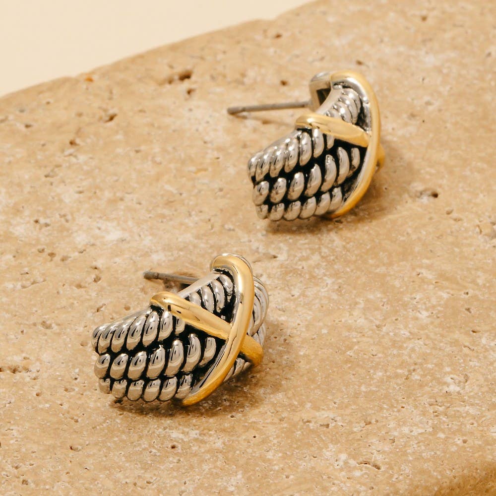 Two Tone X Wide Layered Hoop Earrings | Anarchy Street