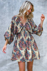 Vintage Floral Print Dolman Bubble Dress with Pockets | Kori America