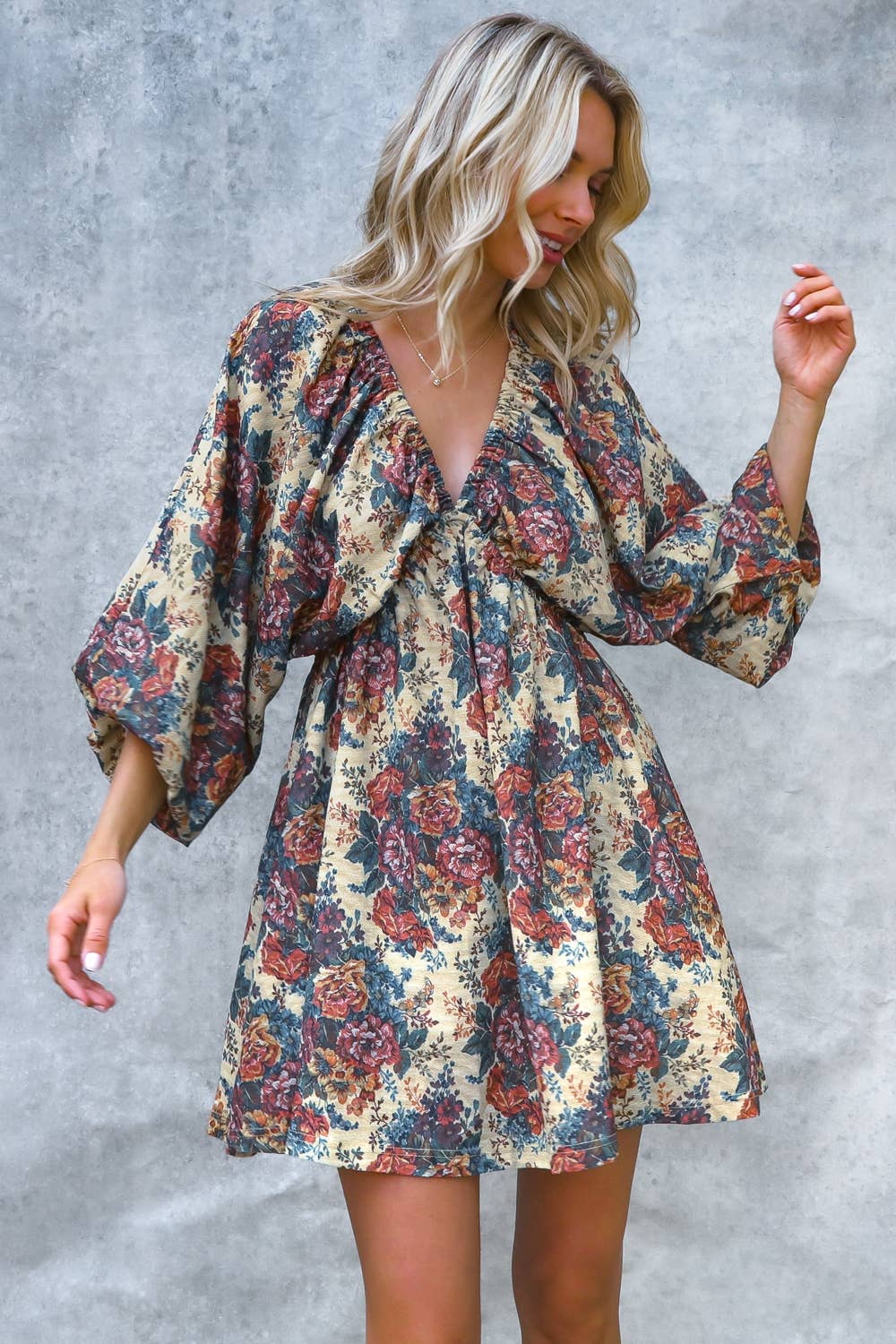 retro floral print dress Vintage Dolman Bubble with Pockets Large Blog - Designs By its an easy choice Color:AD373 Size(<a href=