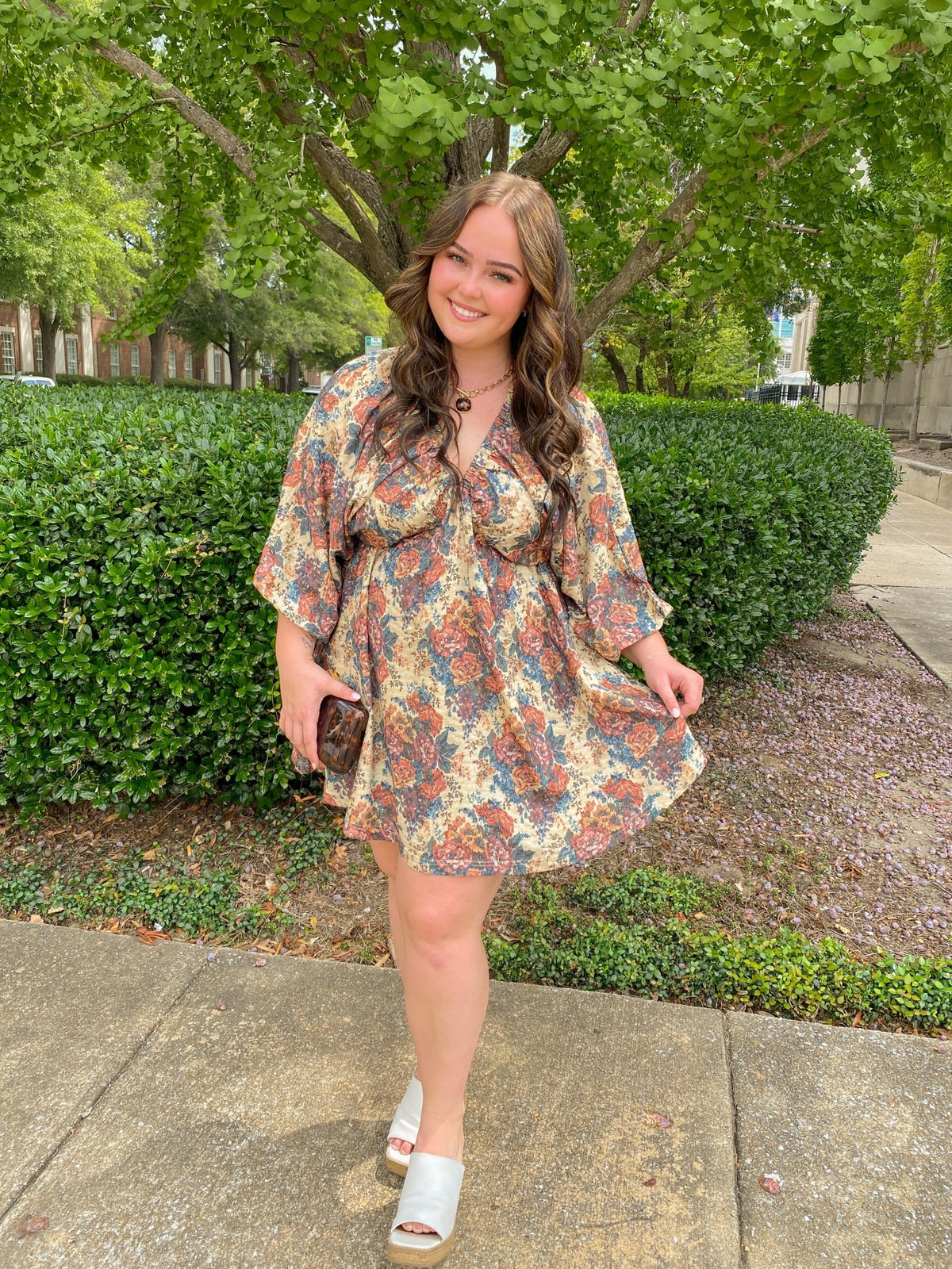 Vintage Floral Print Dolman Bubble Dress with Pockets | Kori America