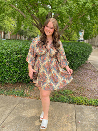 Vintage Floral Print Dolman Bubble Dress with Pockets | Kori America