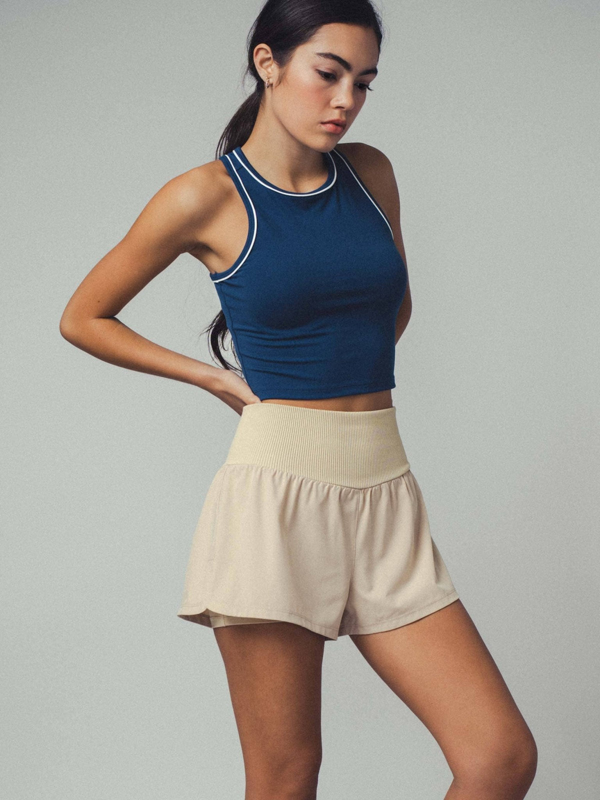 Wide Ribbed Waistband Flowy Shorts | Urban Daizy