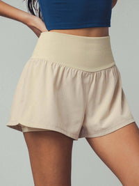 Wide Ribbed Waistband Flowy Shorts | Urban Daizy