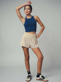 Wide Ribbed Waistband Flowy Shorts | Urban Daizy