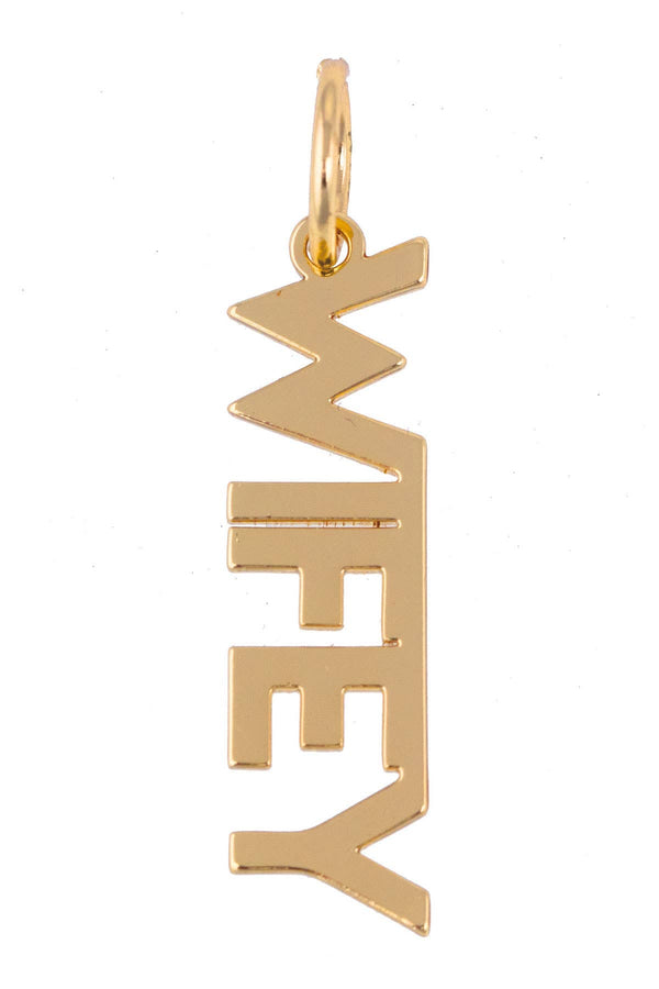 "WIFEY" Block Letter Charm in Shiny Gold | Canvas Style