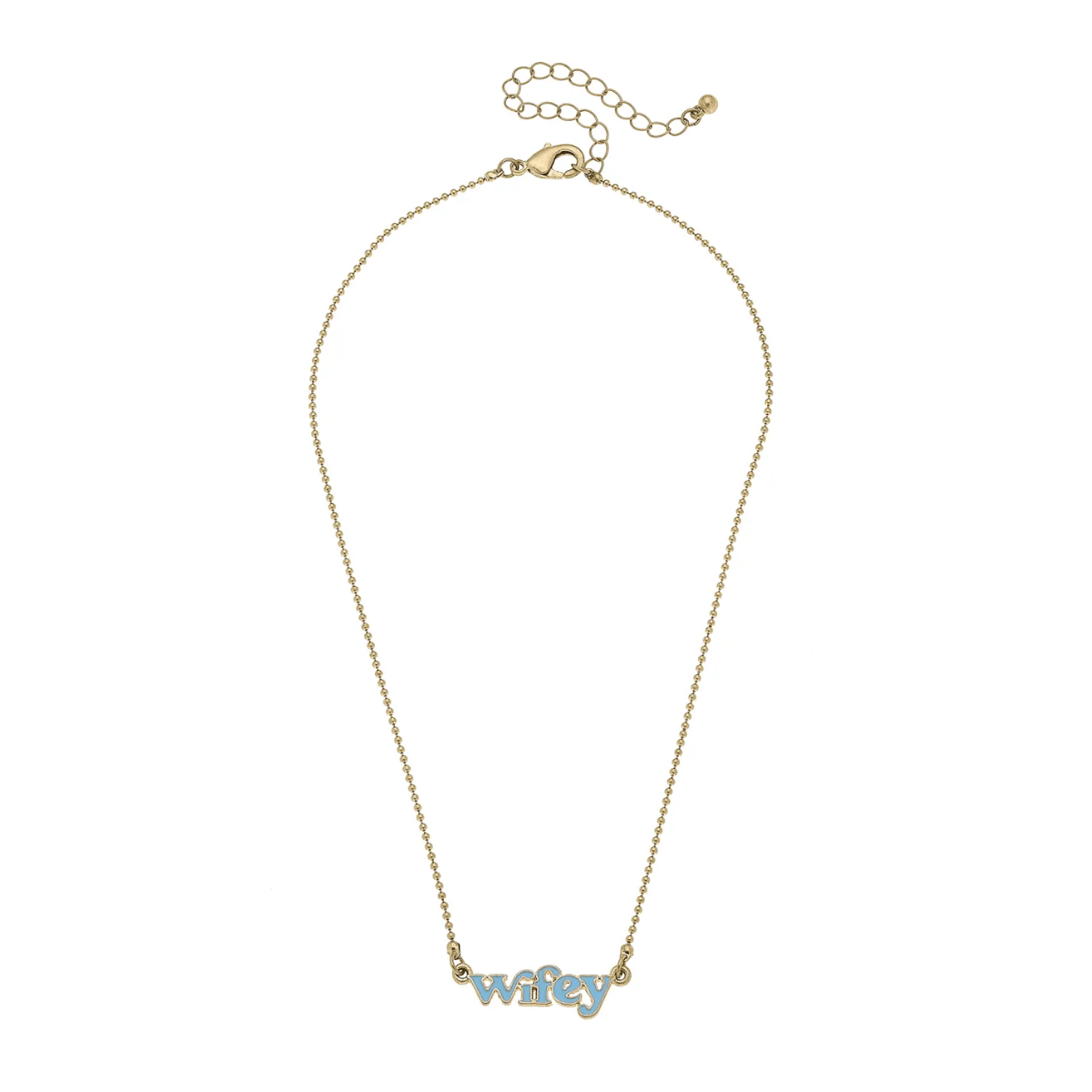 Wifey Enamel Necklace in Light Blue | Canvas Style