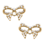 CANVAS STYLE - TILLIE PEARL-STUDDED BOW STUD EARRINGS IN IVORY-Canvas Style-Sissy Boutique
