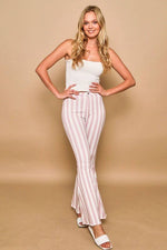 PINK AND WHITE STRIPED FLARED JEANS-Sissy Boutique-Sissy Boutique