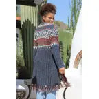RUST AND NAVY FRINGE CARDIGAN-Sissy Boutique-Sissy Boutique