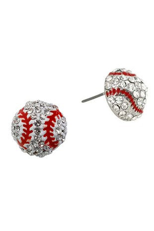 Baseball Crystal Studs Earrings Sissy Boutique