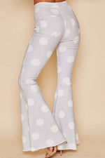 GREY AND IVORY POLKA DOT FLARED JEANS-Sissy Boutique-Sissy Boutique