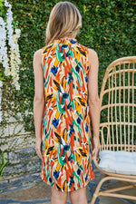 Multi-Colored Ruffled V-Neck Sleeveless Dress Sissy Boutique