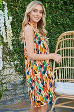 Multi-Colored Ruffled V-Neck Sleeveless Dress Sissy Boutique