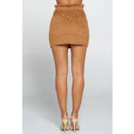 FAUX CAMEL SUEDE SKIRT WITH WIDE "PAPER BAG" ELASTIC WAIST-Sissy Boutqique-Sissy Boutique
