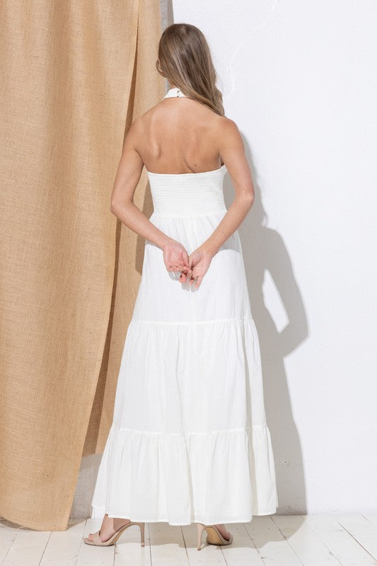 Off White Halter Maxi Dress Sissy Boutique