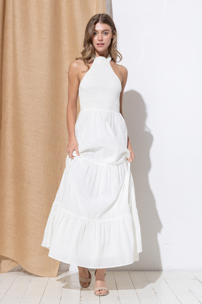 Off White Halter Maxi Dress Sissy Boutique