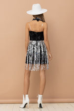Black and Silver Sequin Mini Dress with Bandana Sissy Boutique