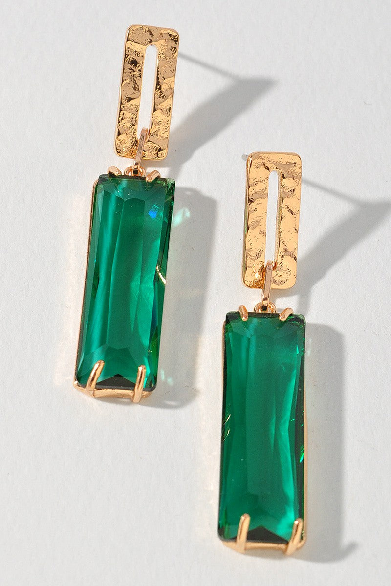 Emerald Green Bar Drop Earrings Sissy Boutique