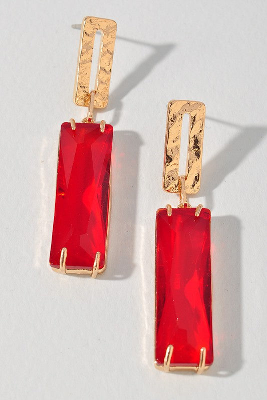 RUBY RED BAR DROP EARRINGS-Sissy Boutique-Sissy Boutique