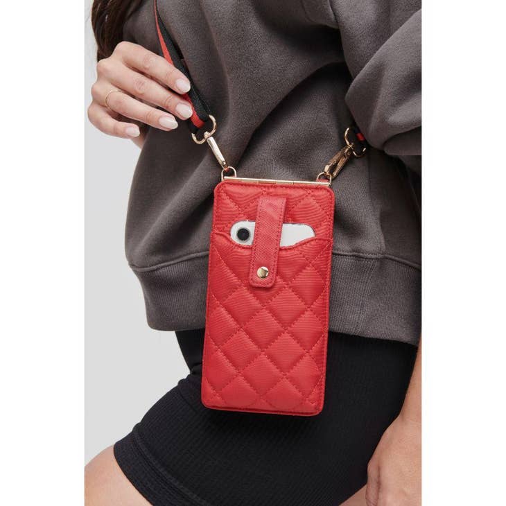 DUALITY - QUILTED CELL PHONE CROSSBODY-RED-Sol and Selene-Sissy Boutique