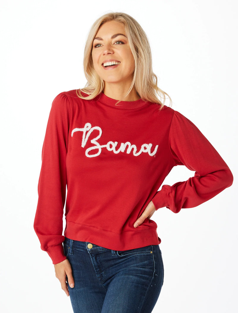 THE BAMA GLITTER SCRIPT LONG SLEEVE TOP BY STEWART SIMMONS-Stewart Simmons-Sissy Boutique