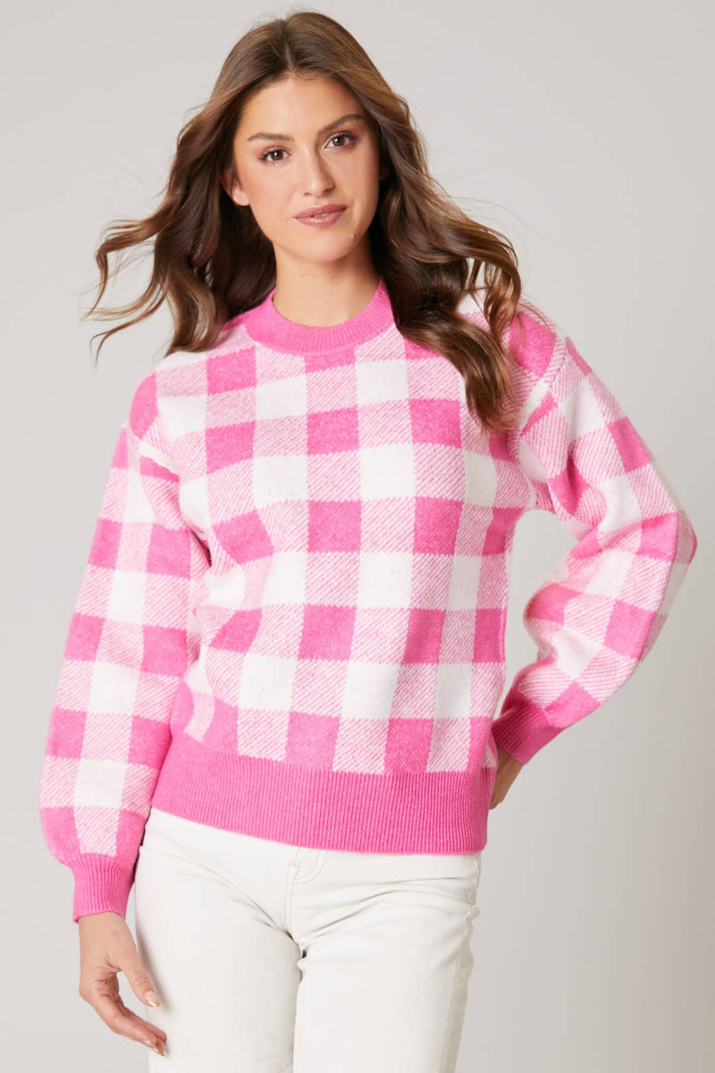 Farewell Gingham Pink and White Pullover Sweater Sugarlips
