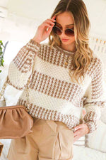 Ivory and Taupe Striped Sweater Vine & Love